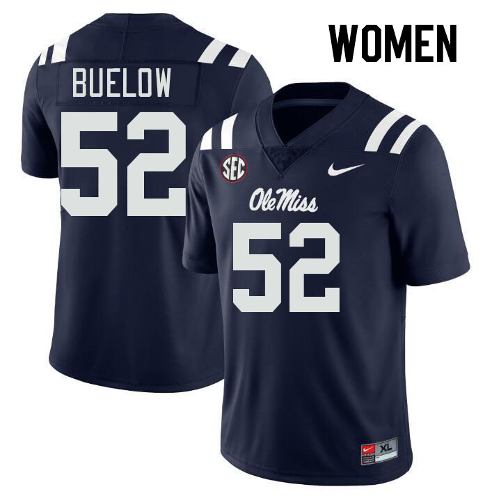 Women #52 Julius Buelow Ole Miss Rebels College Football Jerseys Stitched-Navy